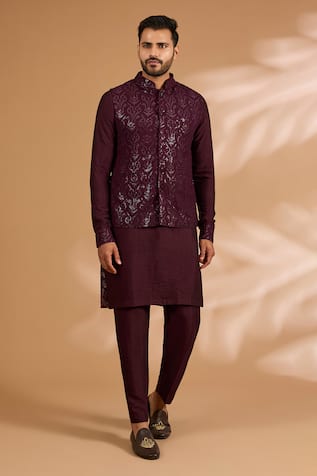 Rabani & Rakha Sequined Jaal Bundi & Kurta Set 