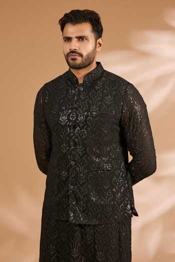 Rabani & Rakha Georgette Sequin Jaal Bundi 