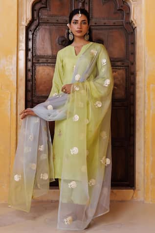Bannhi By Priyanka Rathore Gota Patti Work Kurta Dhoti Pant & Dupatta Set 