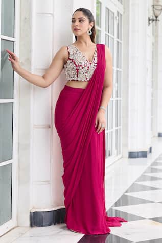 Seema Thukral Shreeya Embellished Blouse With Pre-Draped Saree 