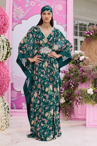 Seema Thukral Astha Printed Embellished Draped Kaftan 