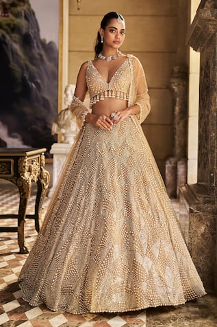 Seema Gujral Pearl Embroidered Lehenga Set 