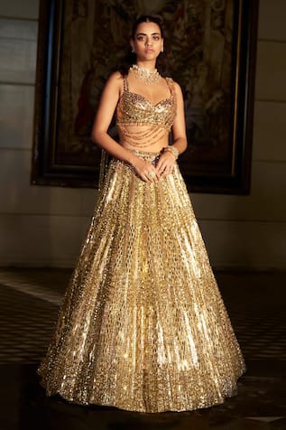 Seema Gujral Crystal Embroidered Lehenga Set 