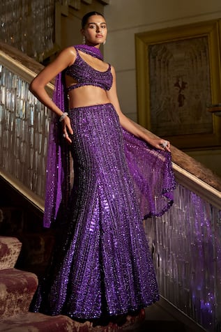 Seema Gujral Sequinned Mermaid Skirt Set 