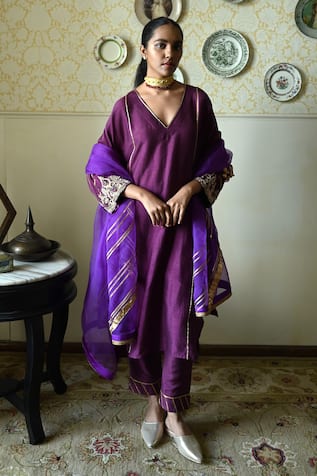 Shorshe Clothing Taj Raw Silk Kaftan & Pant Set 