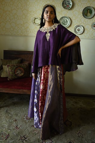Shorshe Clothing Maharani Hand Embroidered Patchwork Cape 