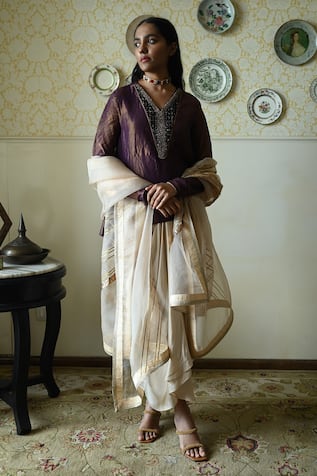 Shorshe Clothing Anaar Organza Lace Trim Dupatta 