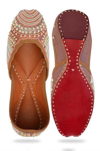 NR By Nidhi Rathi Pearl & Bead Embellished Jutti 