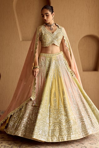 SUHINO Colorblock Embroidered Lehenga Set 