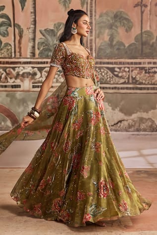 Show Shaa Printed & Embroidered Lehenga Set With Dupatta 
