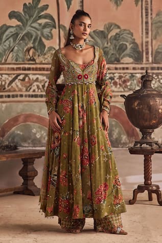 Show Shaa Floral Printed Anarkali, Pant & Dupatta Set 