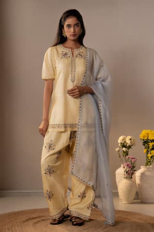Aavya Embroidered Short Kurta Farsi Salwar Set 