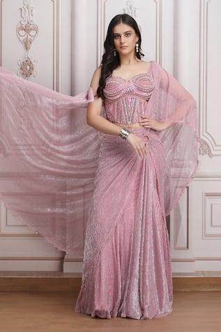 Mandira Wirk Resort Embellished Blouse Lehenga Set 