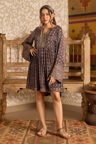 Akashi Clothing Ajrakh Hand Block Print Dress 