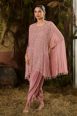 Shashank Arya Sequin Embroidered Cape & Dhoti Pant Set 