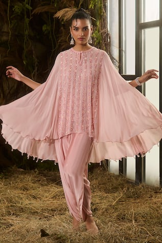 Shashank Arya Sequins & Dabka Embroidered Cape Kurta Set 