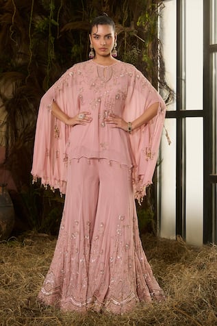 Shashank Arya Embroidered Cape Kurta Sharara Set 