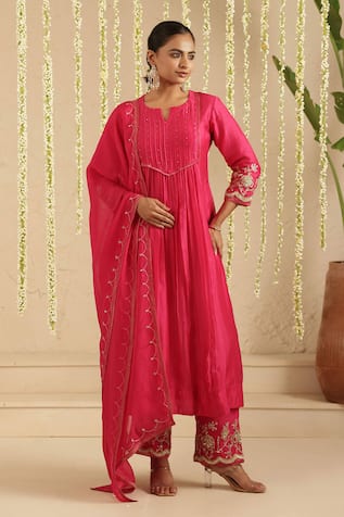 Gulabik Jaipur Hot Pink Embroidered Kurta Set 