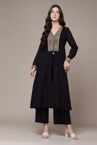 Ritu Kumar Aztec Embroidered V-Neck Kurta & Palazzo Set 