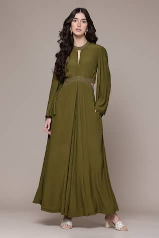 Ritu Kumar Dari Solid Solid Key Hole Neck Full Sleeves Jumpsuit 