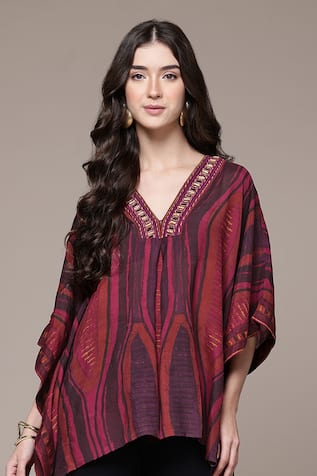 Ritu Kumar Lana Geometric Print V-Neck Kaftan Top 