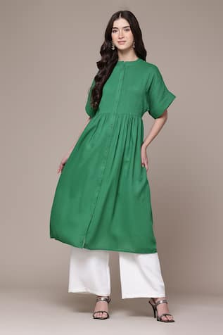 Ritu Kumar Vasuki Pleated A-Line Calf Length Kurta 