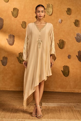 Masaba Oatmeal Zen Garden Zen Print Asymmetric Kaftan