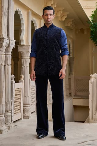 Tarun Tahiliani Floral Waistcoat & Trouser Set 