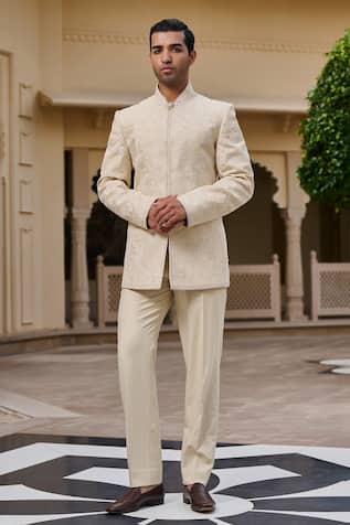 Tarun Tahiliani Chikankari Embroidered Bandgala Set 