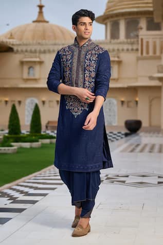Tarun Tahiliani Embroidered Yoke Kurta & Dhoti Set 