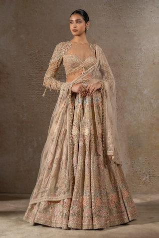Tarun Tahiliani Floral Motif Hand Embroidered Lehenga Set 