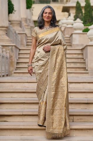 Tarun Tahiliani Kanjivaram Marori Embroidered Saree & Blouse Set 
