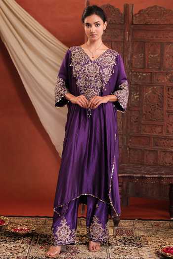 Farha Syed Embroidered Kaftan Kurta & Pant Set 