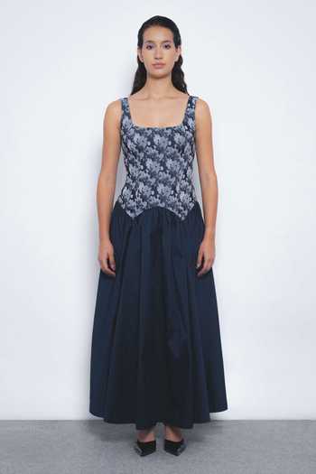 LEH STUDIOS Miyu Floral Print Square Neck Sleeveless Dress 