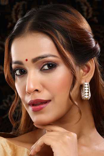 Ruby Raang Kundan & Stone Embellished Hoop Earrings 