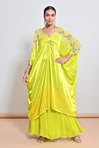 Keith Gomes Ombre Shaded Kaftan & Flared Palazzo Set 