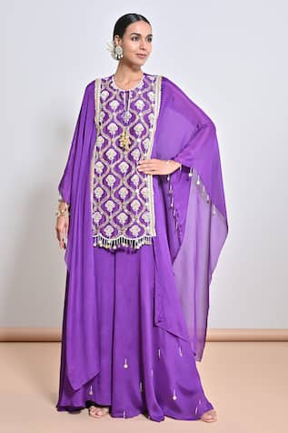 Keith Gomes Sequins Tassel Embroidered Tunic & Palazzo Set 