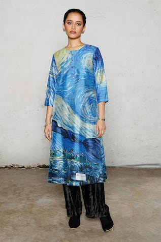 Saksham & Neharicka Freud Printed & Embroidered Kurta 