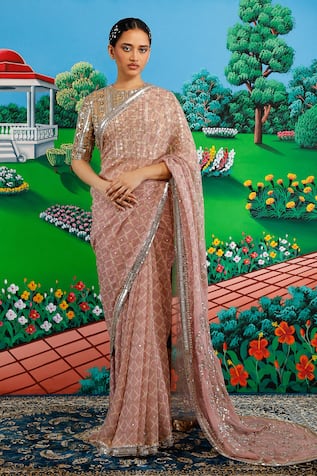 Saksham & Neharicka Madhulika Embroidered Saree With Unstitched Blouse Piece 