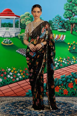 Saksham & Neharicka Diana Printed Saree With Unstitched Blouse Piece 