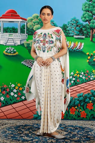 Saksham & Neharicka Claudia Printed & Embroidered Top Skirt Set 