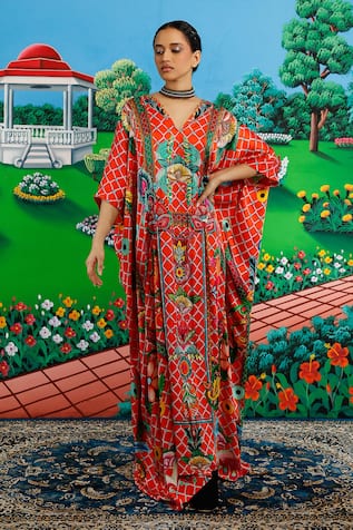 Saksham & Neharicka Padmini Printed & Embroidered Kaftan 