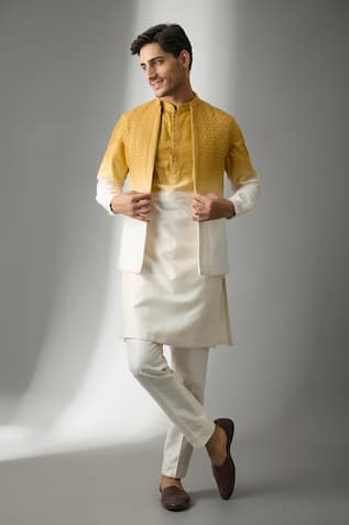 SALIL BHATIA Surat Mahal Ombre Embellished Bundi Kurta Set 