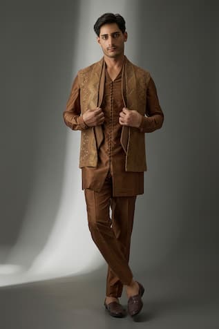 SALIL BHATIA Pracheen Mahal Embellished Layered Bundi Kurta Set 