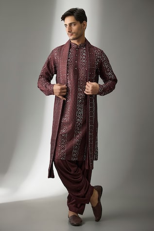 SALIL BHATIA Ainaa Mahal Pure Silk Mirror Work Kurta Set 