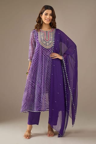 Samyukta Singhania Leheriya Georgette Kurta Set 