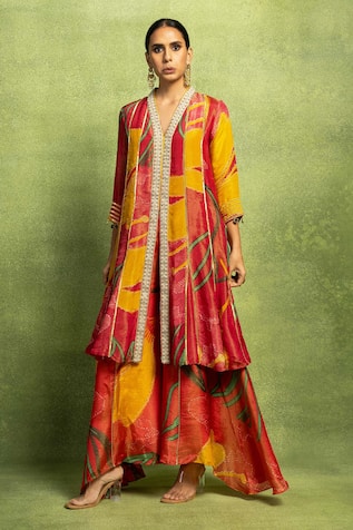 Vedika M Hand Embroidered Paneled Kurta & Asymmetrical Pant Set 