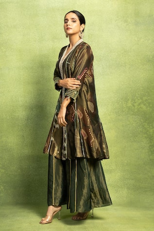 Vedika M Hand Embroidered Panelled Kurta & Flared Pant Set 