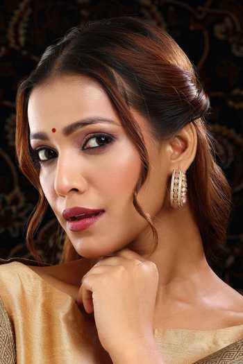 Ruby Raang Kundan Stone Embellished Hoop Earrings 