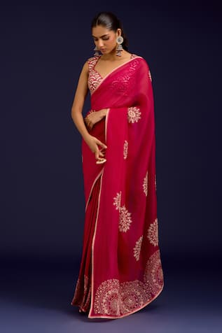 Devnaagri Embroidered Saree With Blouse 